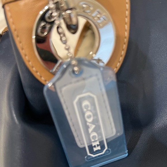 Coach Blue/Cream hobo with handles.  Excellent condition. - Picture 2 of 4